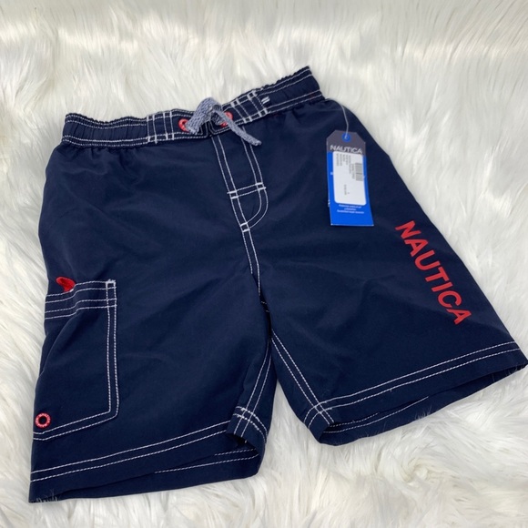 Nautica Blue Anchor elastic waist Swim Trunk - Picture 1 of 5